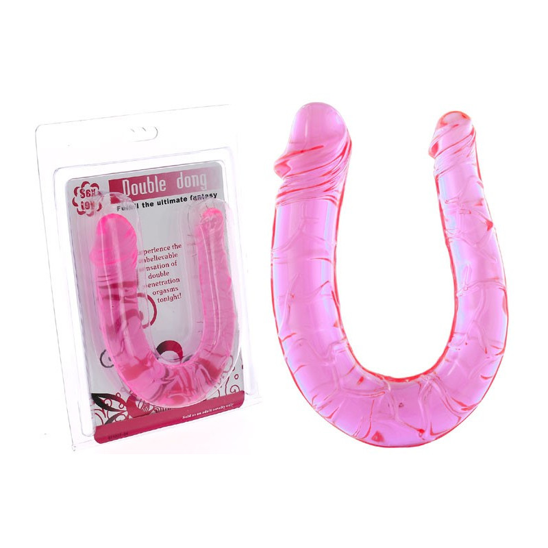 Double Gode Dong Rose réaliste 28 cm