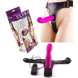 Gode ceinture vibrant fushia en silicone Ultra Harness