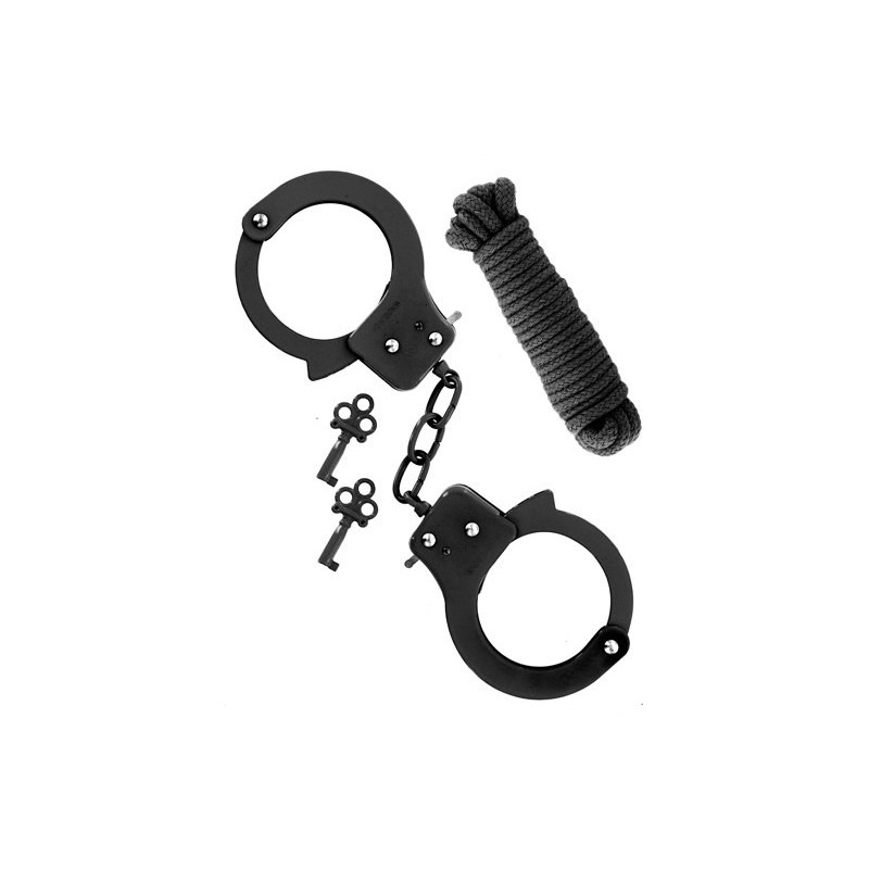 METAL CUFFS & ROPE BLACK