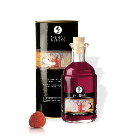 Huile de massage chauffante Shunga framboise