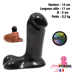 Dildo godemiché en vinyle noir 14x11 cm