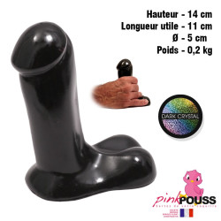 Dildo godemiché en vinyle noir 14x11 cm