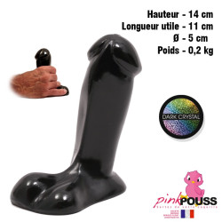 Dildo godemiché en vinyle noir 14x11 cm