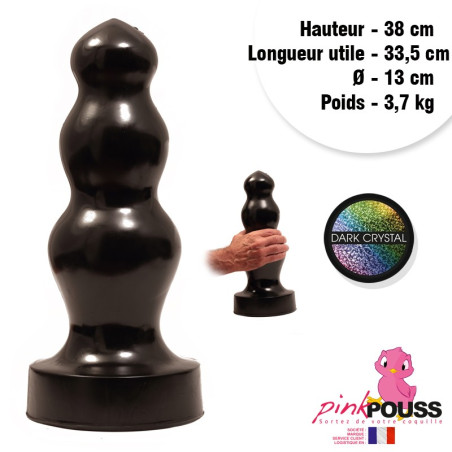 Dildo plug anal en vinyle noir 38x33,5 cm