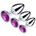 Acier 3PCS Petit Moyen Grandes Tailles en métal inoxydable Anal Plug with Diamonds plug Plaqué Anal Dildo Sex Toys