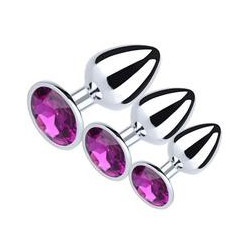 Acier 3PCS Petit Moyen Grandes Tailles en métal inoxydable Anal Plug with Diamonds plug Plaqué Anal Dildo Sex Toys