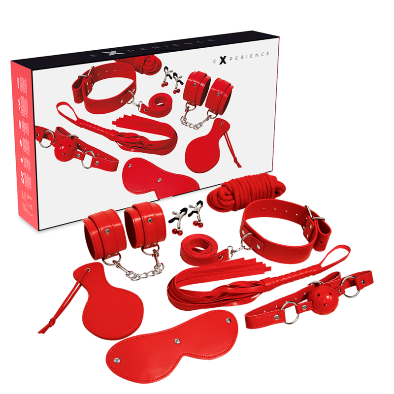 Kit BDSM Expérience Série Rouge – 7 Accessoires Domination Soft
